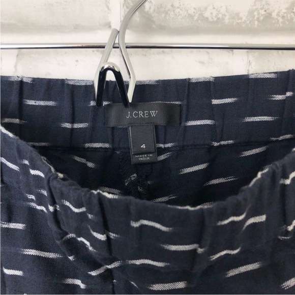 J Crew Pull On Ikat Pant Metallic Tux Stripe Navy 4 - Picture 6 of 8